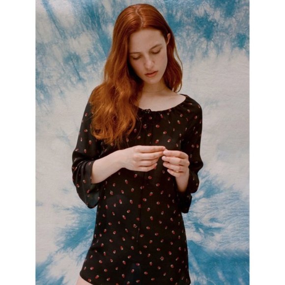 RARE Realisation Par The Luna Strawberry Silk Blouse (used to be Dress) - Picture 4 of 8